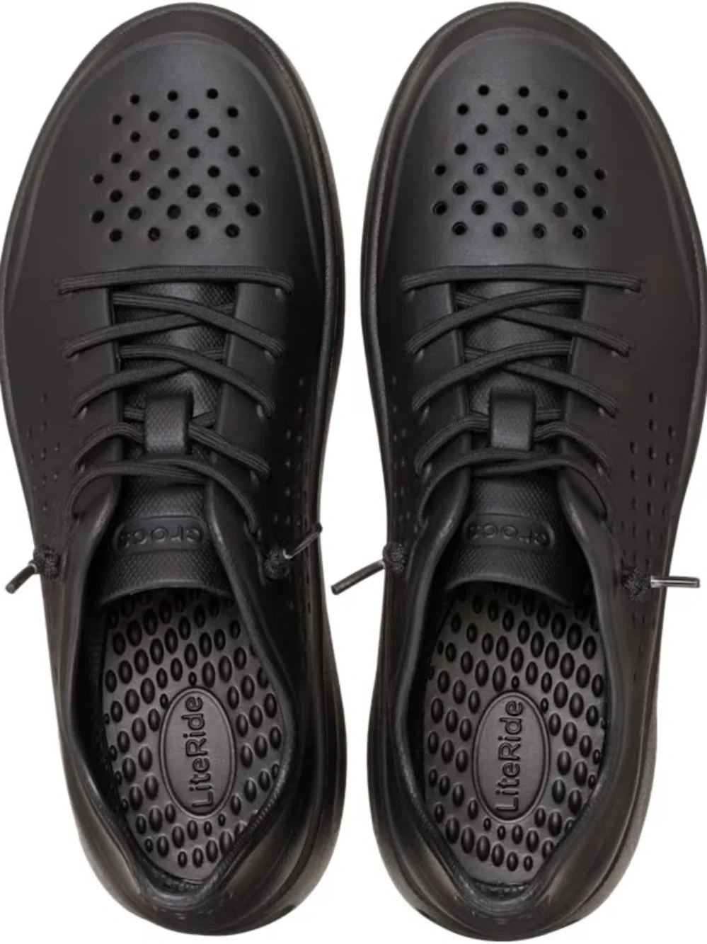 CROCS Men's Black Perforated Lace-Up Sneakers